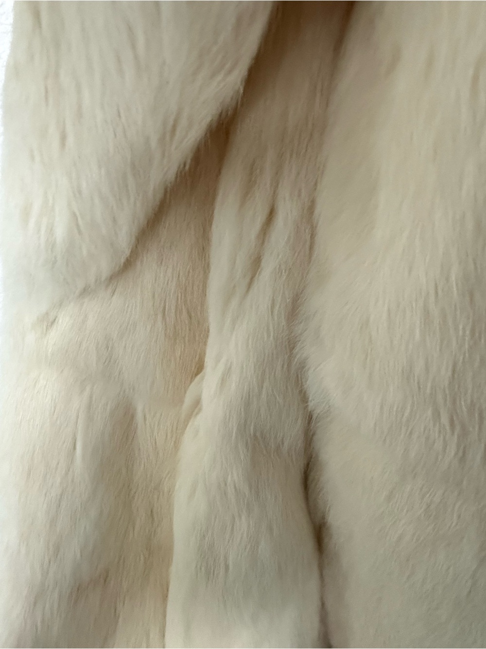 Classic Cream Rabbit Fur Coat for Women - Picture 3 of 3